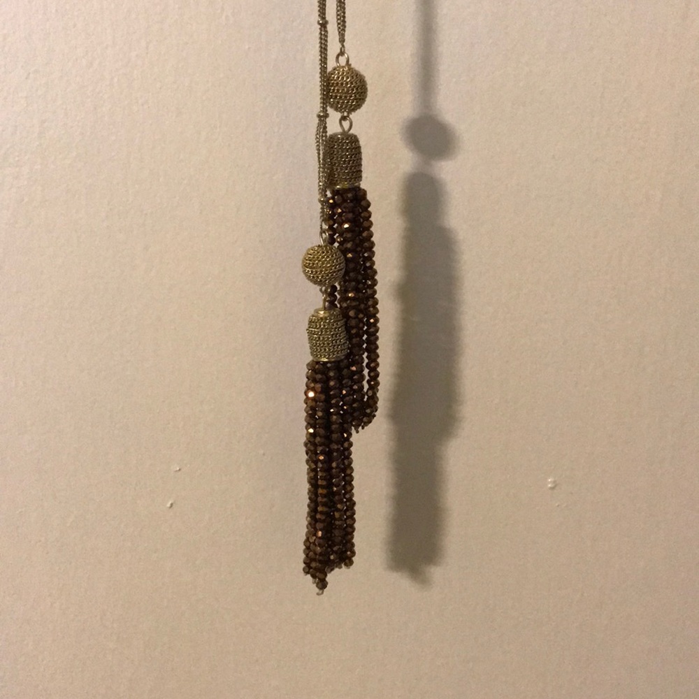 Gold and bronze tassel necklace